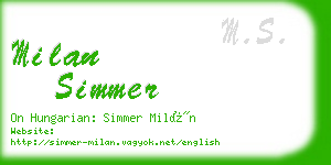 milan simmer business card